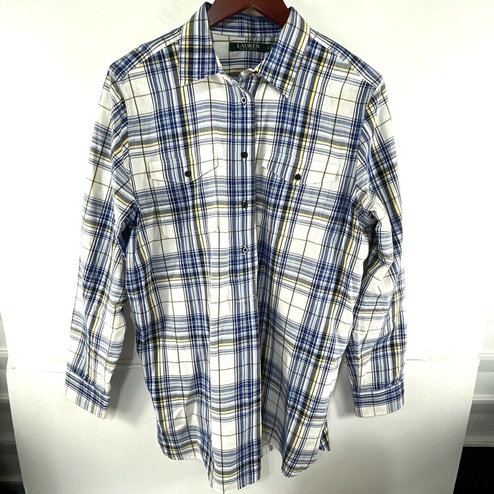 Lauren Ralph Lauren Womens Large plaid Half Button Down Multiple Color‎ Shirt